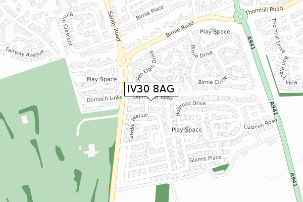 IV30 8AG map - large scale - OS Open Zoomstack (Ordnance Survey)