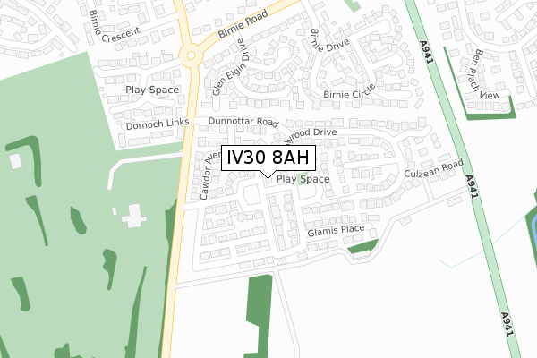 IV30 8AH map - large scale - OS Open Zoomstack (Ordnance Survey)