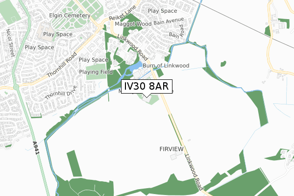 IV30 8AR map - small scale - OS Open Zoomstack (Ordnance Survey)