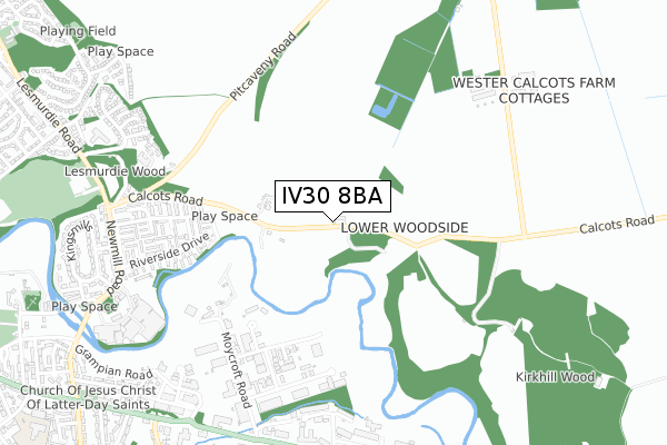 IV30 8BA map - small scale - OS Open Zoomstack (Ordnance Survey)