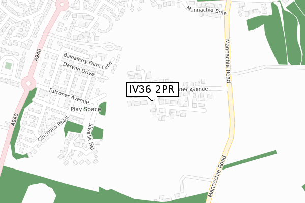 IV36 2PR map - large scale - OS Open Zoomstack (Ordnance Survey)