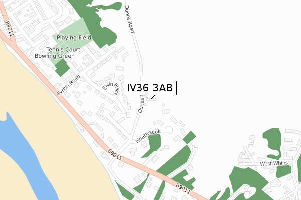 IV36 3AB map - large scale - OS Open Zoomstack (Ordnance Survey)