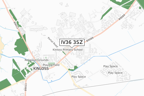 IV36 3SZ map - small scale - OS Open Zoomstack (Ordnance Survey)