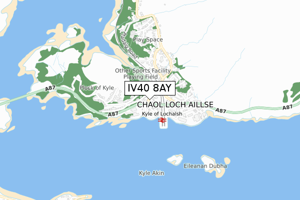 IV40 8AY map - small scale - OS Open Zoomstack (Ordnance Survey)