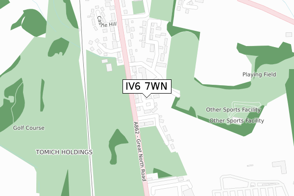 IV6 7WN map - large scale - OS Open Zoomstack (Ordnance Survey)