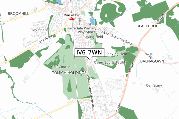 IV6 7WN map - small scale - OS Open Zoomstack (Ordnance Survey)