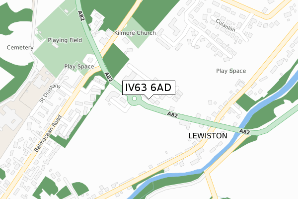 IV63 6AD map - large scale - OS Open Zoomstack (Ordnance Survey)