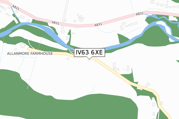 IV63 6XE map - large scale - OS Open Zoomstack (Ordnance Survey)