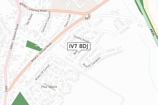 IV7 8DJ map - large scale - OS Open Zoomstack (Ordnance Survey)