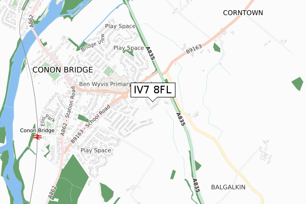 IV7 8FL map - small scale - OS Open Zoomstack (Ordnance Survey)