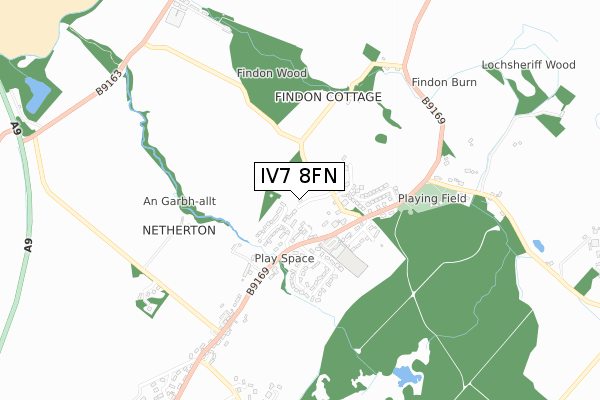 IV7 8FN map - small scale - OS Open Zoomstack (Ordnance Survey)