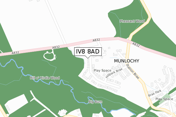 IV8 8AD map - large scale - OS Open Zoomstack (Ordnance Survey)