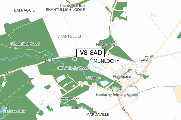 IV8 8AD map - small scale - OS Open Zoomstack (Ordnance Survey)