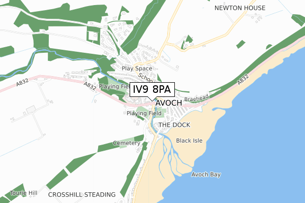 IV9 8PA map - small scale - OS Open Zoomstack (Ordnance Survey)