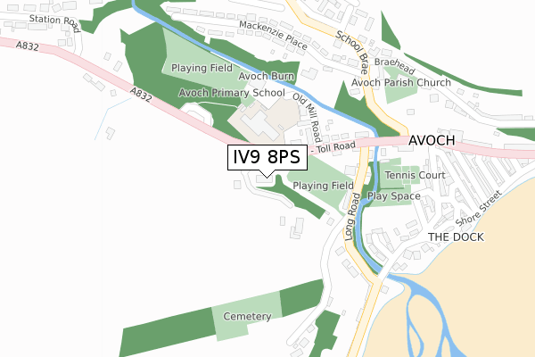 IV9 8PS map - large scale - OS Open Zoomstack (Ordnance Survey)