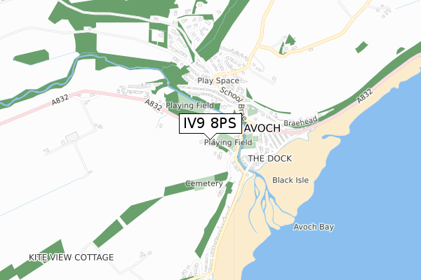 IV9 8PS map - small scale - OS Open Zoomstack (Ordnance Survey)