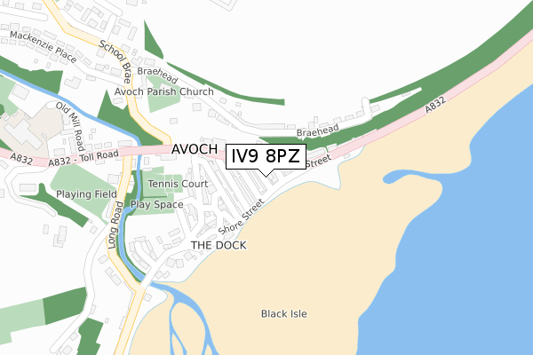 IV9 8PZ map - large scale - OS Open Zoomstack (Ordnance Survey)