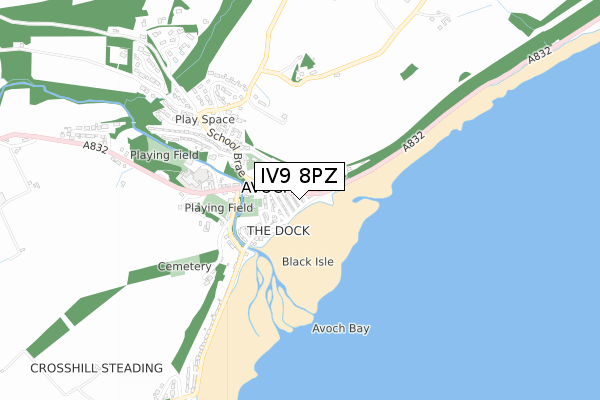 IV9 8PZ map - small scale - OS Open Zoomstack (Ordnance Survey)