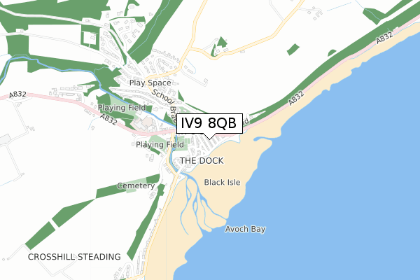 IV9 8QB map - small scale - OS Open Zoomstack (Ordnance Survey)