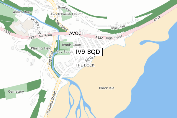 IV9 8QD map - large scale - OS Open Zoomstack (Ordnance Survey)