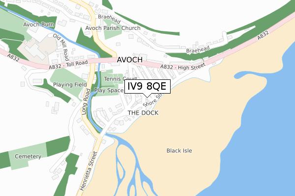 IV9 8QE map - large scale - OS Open Zoomstack (Ordnance Survey)