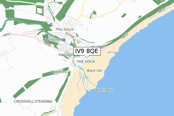 IV9 8QE map - small scale - OS Open Zoomstack (Ordnance Survey)