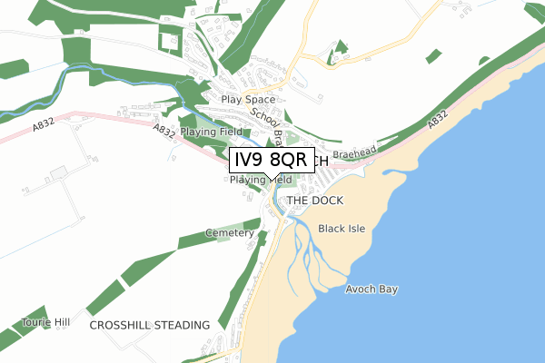 IV9 8QR map - small scale - OS Open Zoomstack (Ordnance Survey)