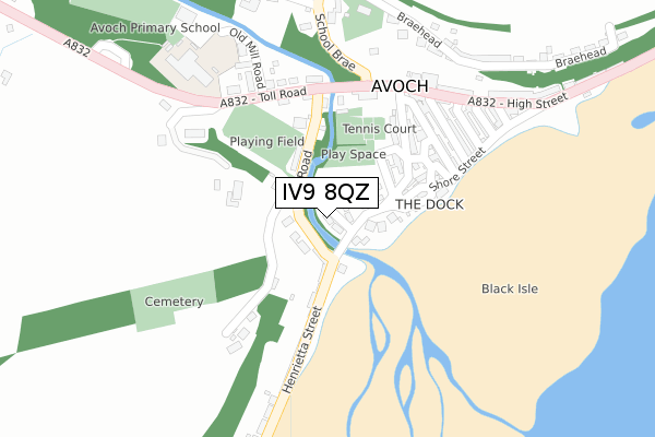 IV9 8QZ map - large scale - OS Open Zoomstack (Ordnance Survey)