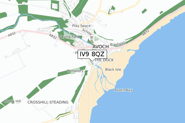 IV9 8QZ map - small scale - OS Open Zoomstack (Ordnance Survey)