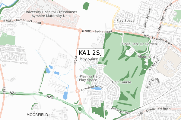 KA1 2SJ map - small scale - OS Open Zoomstack (Ordnance Survey)