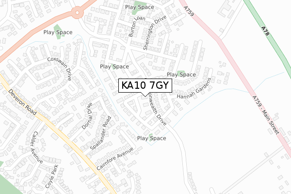 KA10 7GY map - large scale - OS Open Zoomstack (Ordnance Survey)