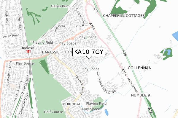 KA10 7GY map - small scale - OS Open Zoomstack (Ordnance Survey)