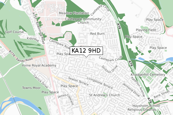 KA12 9HD map - small scale - OS Open Zoomstack (Ordnance Survey)