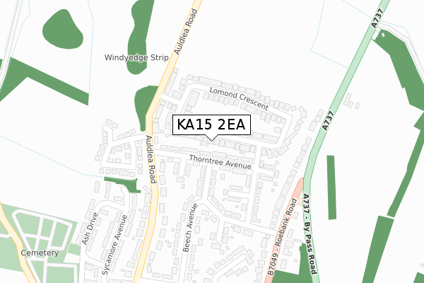 KA15 2EA map - large scale - OS Open Zoomstack (Ordnance Survey)