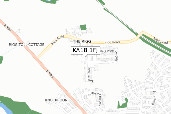 KA18 1FJ map - large scale - OS Open Zoomstack (Ordnance Survey)