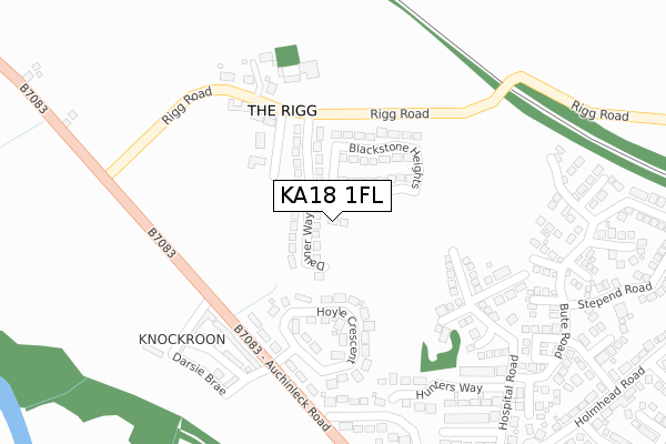 KA18 1FL map - large scale - OS Open Zoomstack (Ordnance Survey)