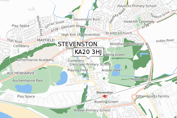 KA20 3HJ map - small scale - OS Open Zoomstack (Ordnance Survey)