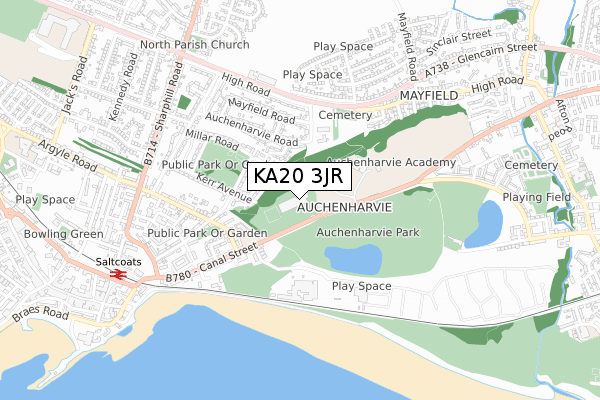 KA20 3JR map - small scale - OS Open Zoomstack (Ordnance Survey)