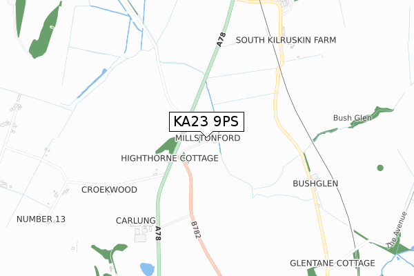 KA23 9PS map - small scale - OS Open Zoomstack (Ordnance Survey)