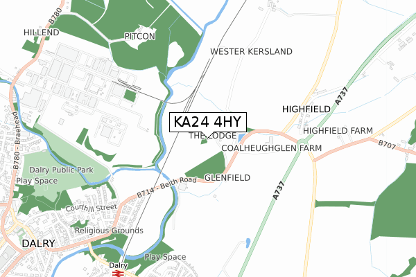 KA24 4HY map - small scale - OS Open Zoomstack (Ordnance Survey)