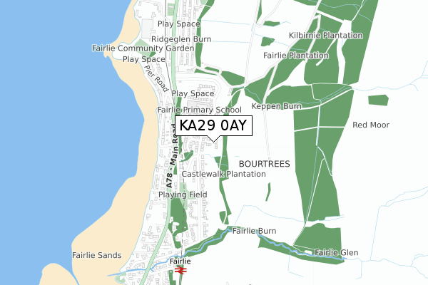 KA29 0AY map - small scale - OS Open Zoomstack (Ordnance Survey)