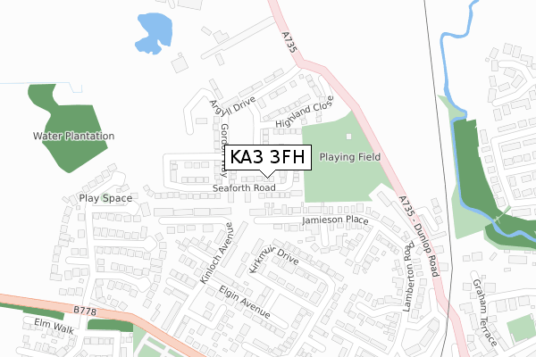 KA3 3FH map - large scale - OS Open Zoomstack (Ordnance Survey)