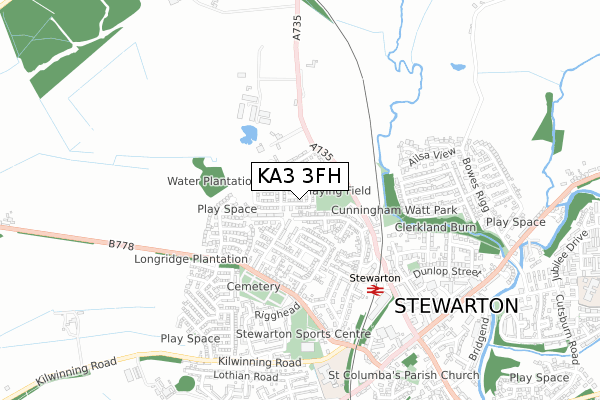 KA3 3FH map - small scale - OS Open Zoomstack (Ordnance Survey)