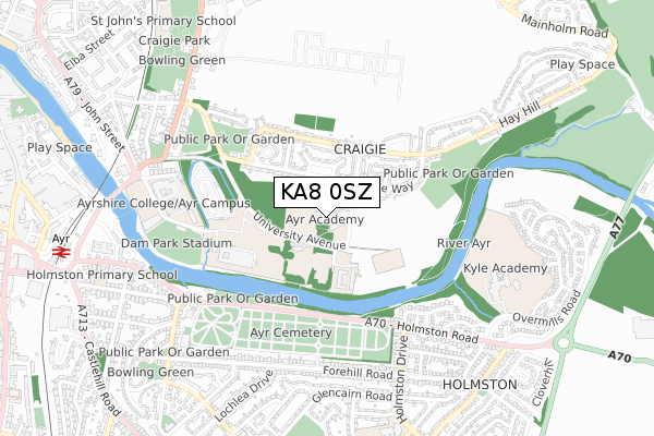 KA8 0SZ map - small scale - OS Open Zoomstack (Ordnance Survey)