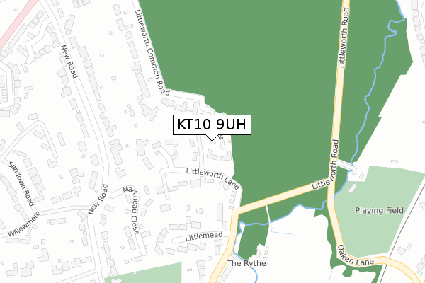 KT10 9UH map - large scale - OS Open Zoomstack (Ordnance Survey)