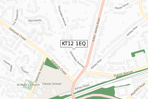 KT12 1EQ map - large scale - OS Open Zoomstack (Ordnance Survey)