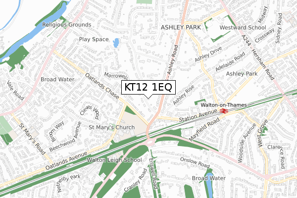 KT12 1EQ map - small scale - OS Open Zoomstack (Ordnance Survey)