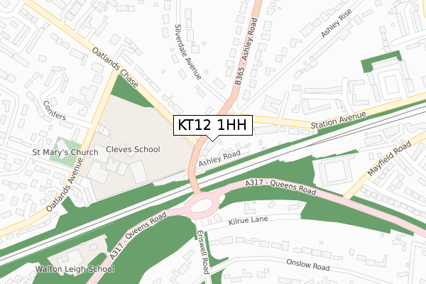 KT12 1HH map - large scale - OS Open Zoomstack (Ordnance Survey)