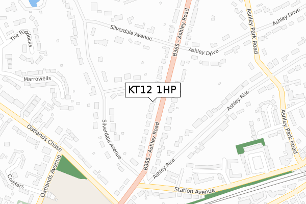 KT12 1HP map - large scale - OS Open Zoomstack (Ordnance Survey)