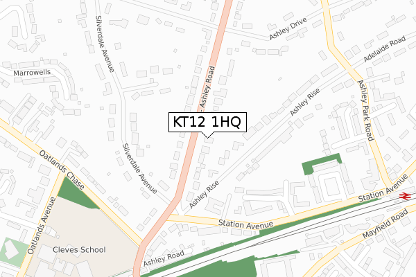 KT12 1HQ map - large scale - OS Open Zoomstack (Ordnance Survey)